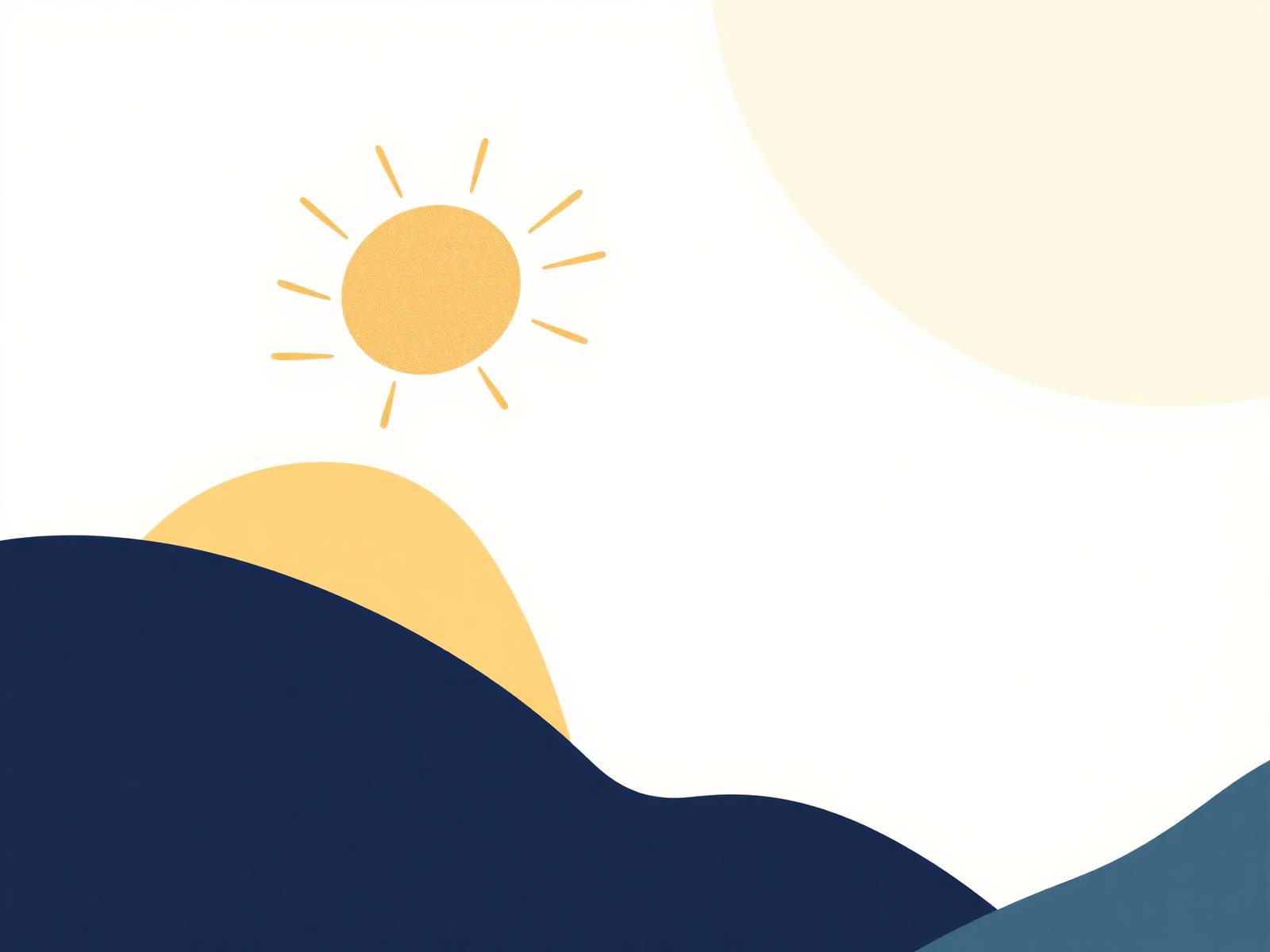 An illustration of a sunrise over rolling hills, representing a child's growing journey
